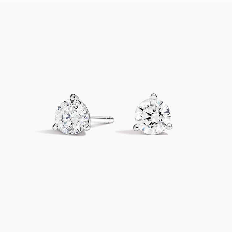 DIAMOND TRADERS INTERNATIONAL (Z) 14KW .50CT LAB VS1 F , WHITE GOLD ROUND LAB GROWN DIAMOND STUDS , .50 CARATS