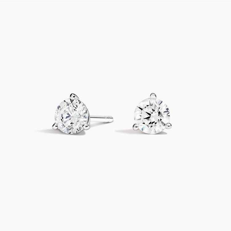 DIAMOND TRADERS INTERNATIONAL (Z) 14KW .50CT LAB VS1 F , WHITE GOLD ROUND LAB GROWN DIAMOND STUDS , .50 CARATS