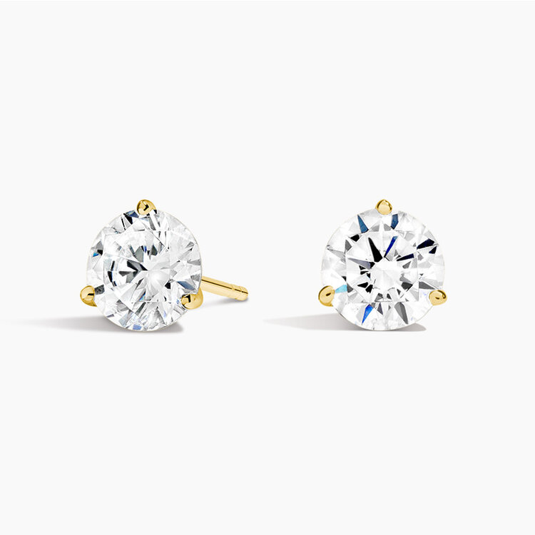 DIAMOND TRADERS INTERNATIONAL (Z) 14KY 1.00CT LAB VS1 F , YELLOW GOLD ROUND LAB GROWN DIAMOND STUDS , 1.00 CARATS