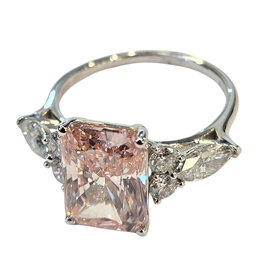 DIAMOND TRADERS INTERNATIONAL (Z) 14k 4.75PK .75MT LAB , WHITE GOLD BRIDAL RING, RADIANT 4.75CT LAB GROWN PINK DIAMOND VS1 CENTER, .75CT MOUNTING DIAMOND TRADERS INTERNATIONAL (Z) 14k 4.75PK .75MT LAB , WHITE GOLD BRIDAL RING, RADIANT 4.75CT LAB GROWN PINK DIAMOND VS1 CENTER, .75CT MOUNTING