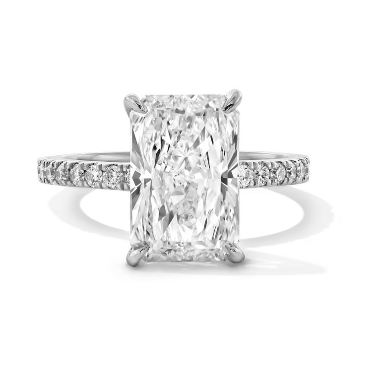DS DESIGN INC. Z)14K 2.10LAB .51M VS1 E , WHITE GOLD HIDDEN HALO LAB GROWN DIAMOND BRIDAL RING, RADIANT CUT CENTER, IGI CERTIFIED #LG692518012