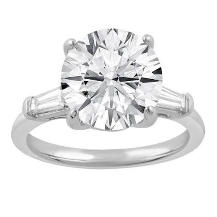 DIAMOND TRADERS INTERNATIONAL (Z) 14K 2.30CT .40MT LAB , WHITE GOLD BRIDAL RING, LAB GROWN ROUND DIAMOND CENTER  WITH BAGUETTES ON THE MOUNTING.  VS1 CLARITY, F COLOR