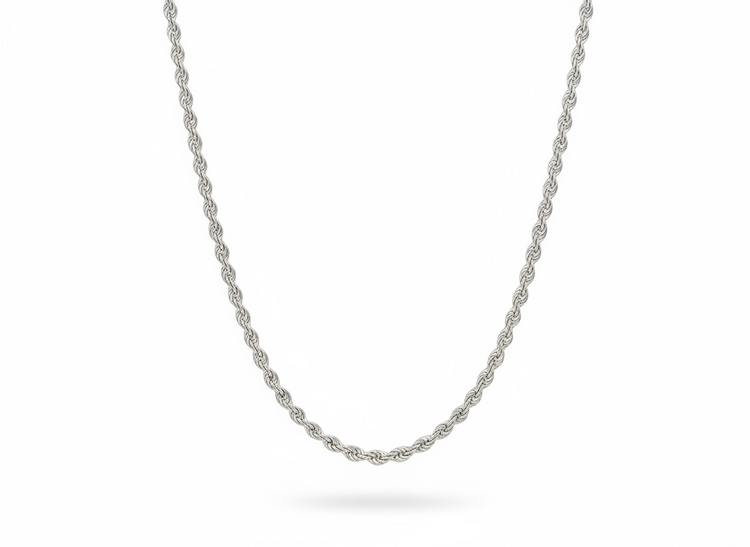 Silver Palace (X)925 RHD PLATED ROPE SILVER DIAMOND CUT ROPE CHAIN NECKLACE