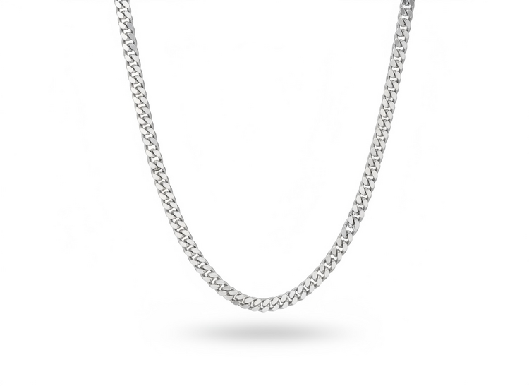 Silver Palace (X)925 RHD PLATE CURVED SILVER CHAIN NECKLACE