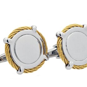 BLACKJACK (Y)BJ STEEL 18KT PLATED WIRE CUFFLINKS