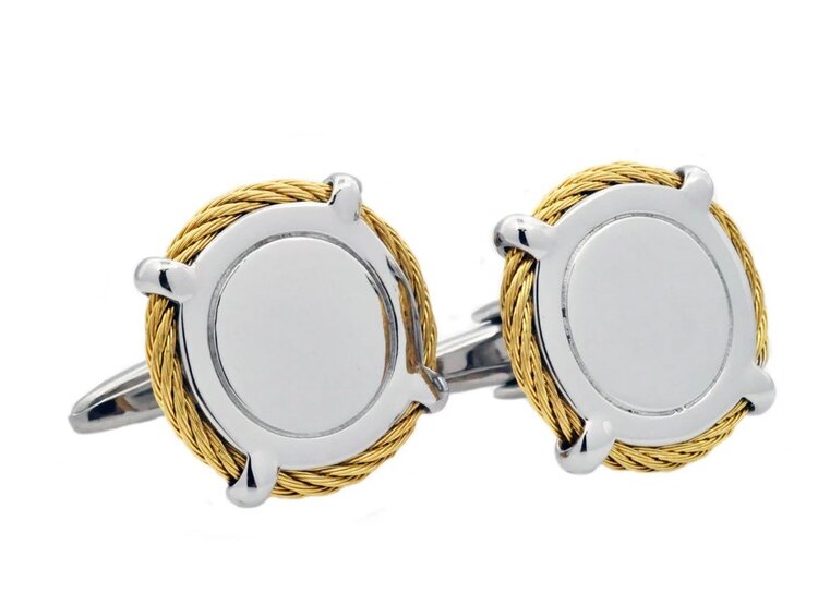 BLACKJACK (Y)BJ STEEL 18KT PLATED WIRE CUFFLINKS