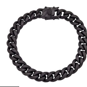 BLACKJACK (Y)BJ STEEL 10MM BLACK PLATED CABLE LINK BOX CLASP BRACELET