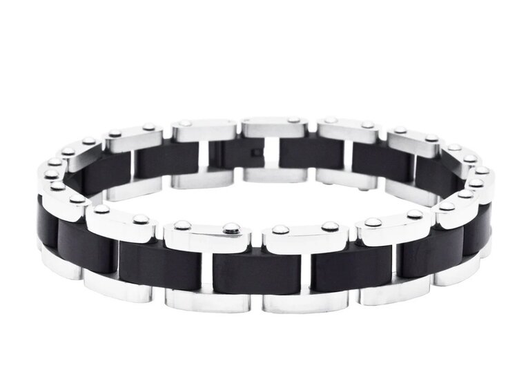 BLACKJACK (Y)BJ STEEL & BLACK TWO TONE BRACELET