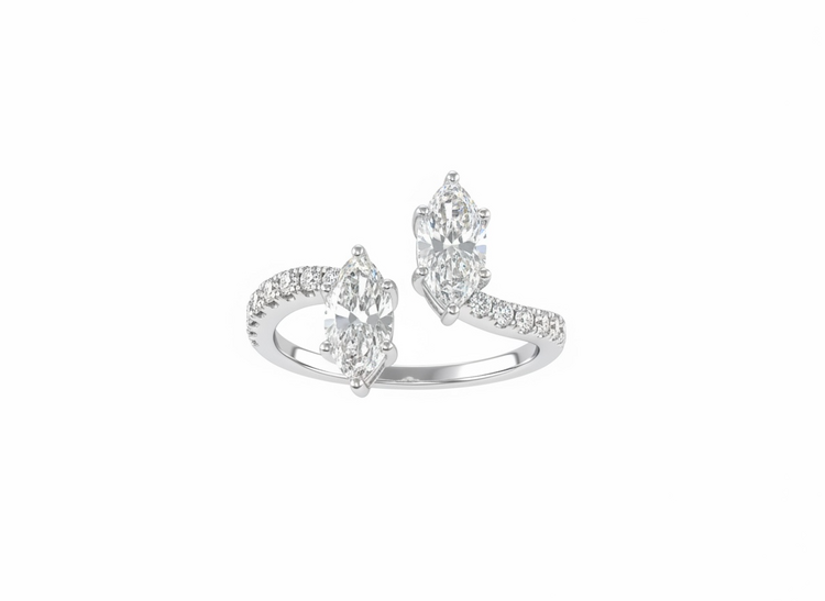 DIAMOND TRADERS INTERNATIONAL (Y)14KW 1.33 LG DUAL MARQUISE DIAMOND WHITE GOLD RING