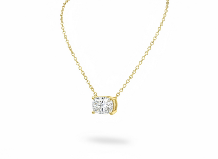 DIAMOND TRADERS INTERNATIONAL (Y)14KY 0.75 LG CUSH GOLD NECKLACE WITH ELONGATED CUSHION LAB GROWN DIAMOND