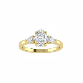 (X)14KY .62OV .25 PEAR VS1 & F THREE STONE DIAMOND SETTING 14K GOLD RING