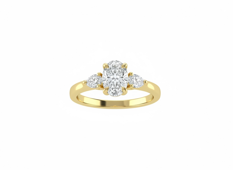 (X)14KY .62OV .25 PEAR VS1 & F THREE STONE DIAMOND SETTING 14K GOLD RING