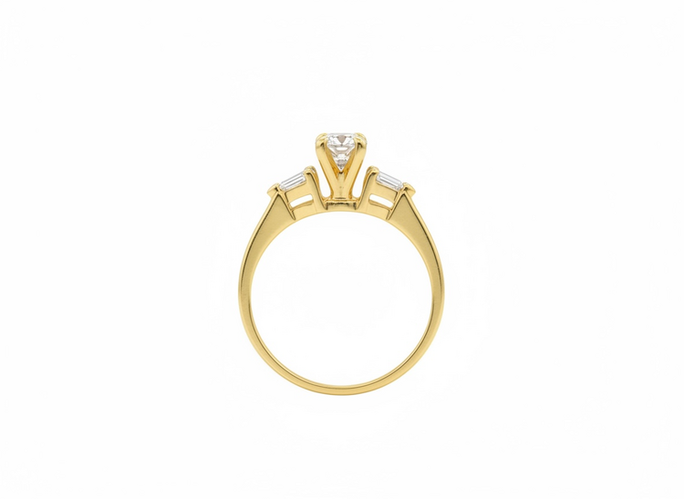 (X)14KY .62OV .25 PEAR VS1 & F THREE STONE DIAMOND SETTING 14K GOLD RING
