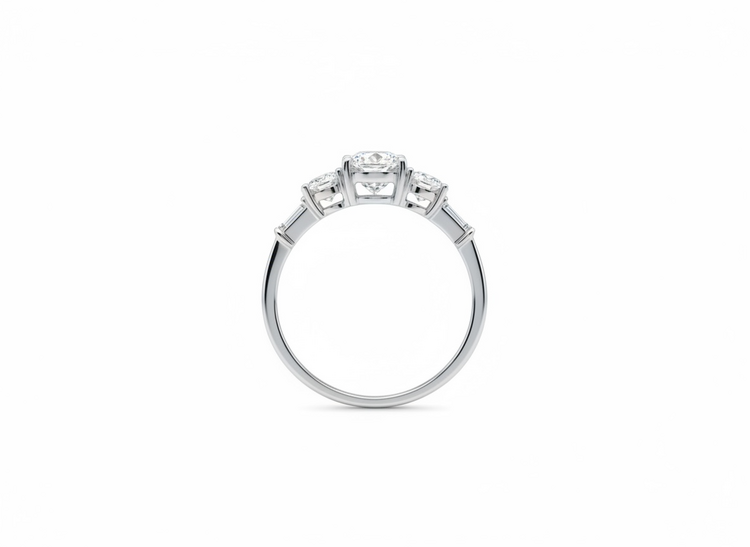 DIAMOND TRADERS INTERNATIONAL (Y)14KW 1.75LG OVAL AND BAGUETTE LAB GROWN DIAMONDS IN AV14K WHITE GOLD BAND