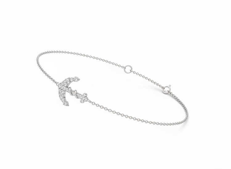 EFFY (Y)14KW 0.10DIA DIAMOND ANCHOR WHITE GOLD BRACELET