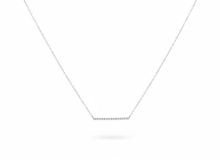 DIAMOND TRADERS INTERNATIONAL (Y)10KW 0.11DIA DIAMOND CUT CHAIN NECKLACE WITH DIAMOND BAR PENDANT