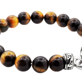 BLACKJACK (Y)BJ TIG EYE STAINLESS STEEL TIGERS EYE BRACELET