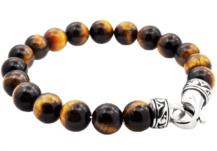 BLACKJACK (Y)BJ TIG EYE STAINLESS STEEL TIGERS EYE BRACELET