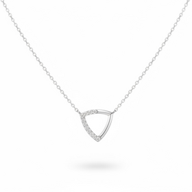 DIAMOND TRADERS INTERNATIONAL (Y)14KW 0.06DIA ADJUSTABLE DIAMOND CUT CHAIN WITH TRIANGLE PENDANT HALF ENCRUSTED WITH DIAMONDS