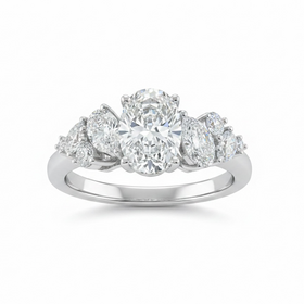 DIAMOND TRADERS INTERNATIONAL (Y)14KW 1.50LG CLUSTER LAB GROWN DIAMOND RING WITH OVALS, TEARDROPS, AND ROUNDS, DIAMOND TRADERS INTERNATIONAL (Y)14KW 1.50LG CLUSTER LAB GROWN DIAMOND RING WITH OVALS, TEARDROPS, AND ROUNDS,