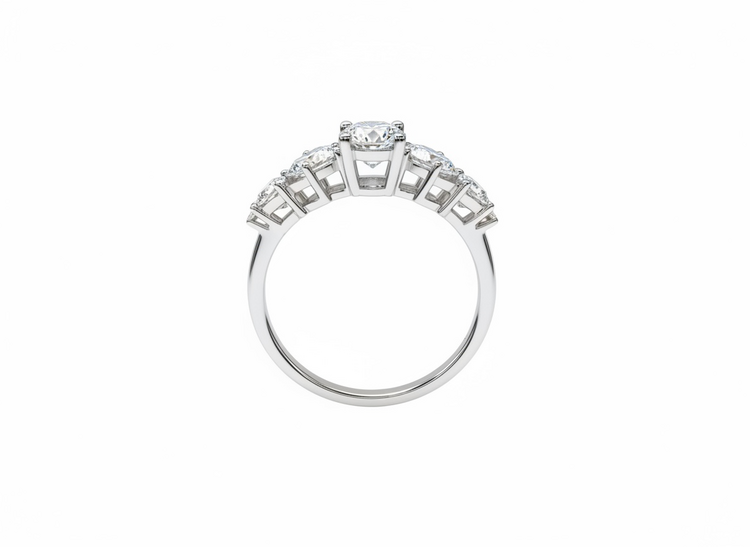DIAMOND TRADERS INTERNATIONAL (Y)14KW 1.50LG CLUSTER LAB GROWN DIAMOND RING WITH OVALS, TEARDROPS, AND ROUNDS,