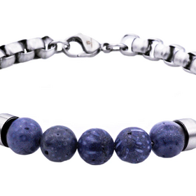 BLACKJACK (R)BJ Blue Coral and Stainless Steel Rolo Link Bracelet