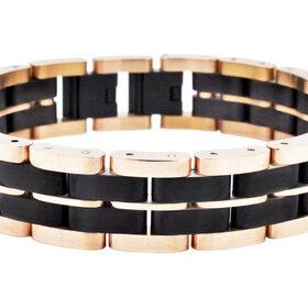BLACKJACK (Y)BJ  Two Toned Rose and Black Stainless Steel Bracelet