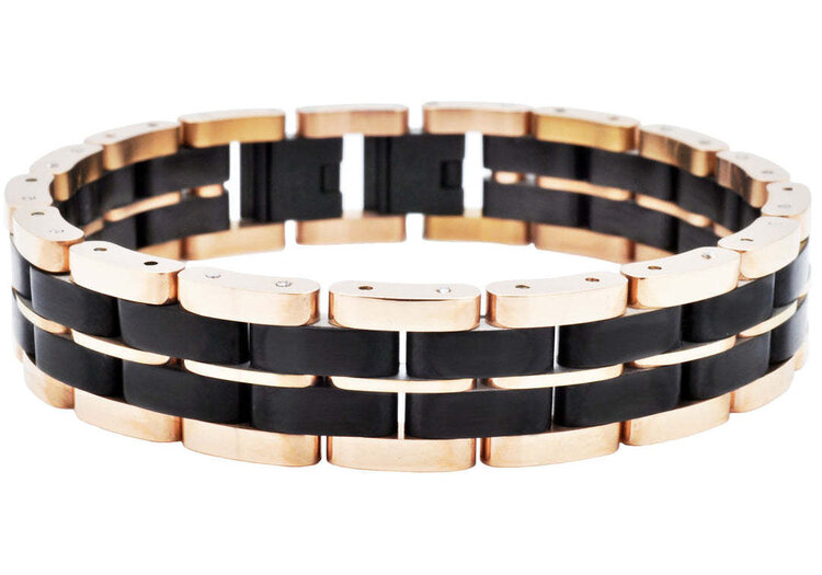 BLACKJACK (Y)BJ  Two Toned Rose and Black Stainless Steel Bracelet