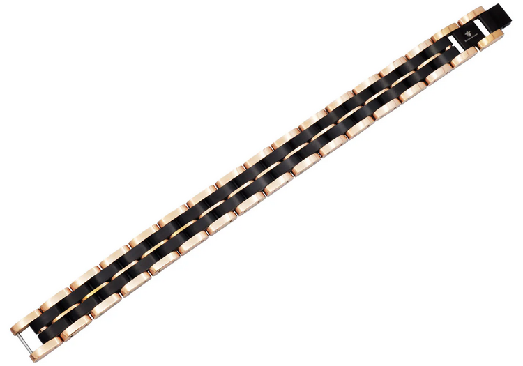 BLACKJACK (Y)BJ  Two Toned Rose and Black Stainless Steel Bracelet