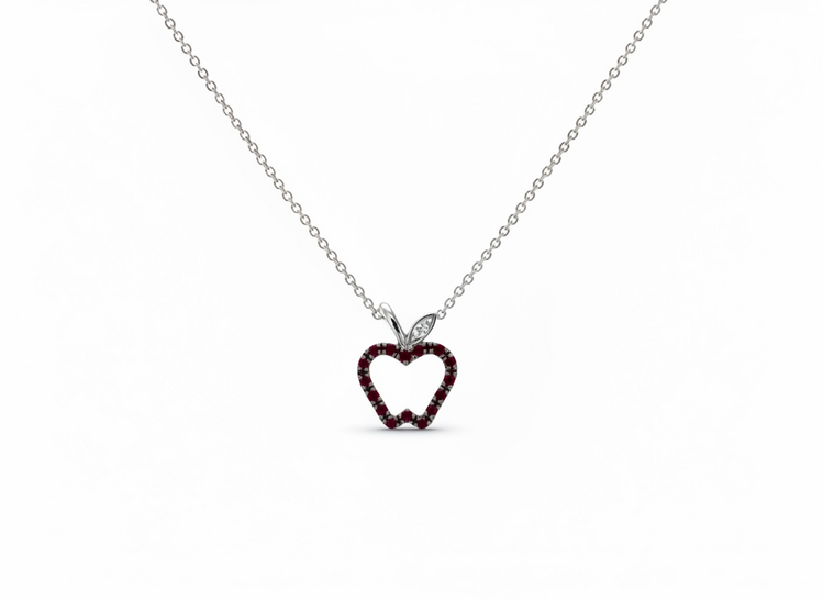 (R)925 .12DIA APPLE PENDANT WITH NATURAL DIAMONDS SET IN SILVER