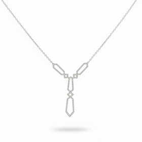 (Y)925 .15DIA GEOMETRIC DROP NECKLACE WITH NATURAL DIAMONDS