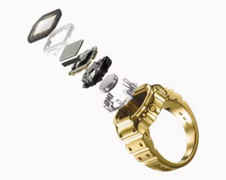 CASIO CASIO RING WATCH CRW001G-9 , The CRW001G-9 ring watch is elegant, timeless, and practical. Complimentary hues of black and gold belie everyday features such as a stopwatch, flash alarm, and dual time.
