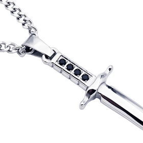 BLACKJACK (Y)BJ CUB ZIRC STEEL DAGGER WITH BLACK CUBIC ZIRCONIA ON THE HILT