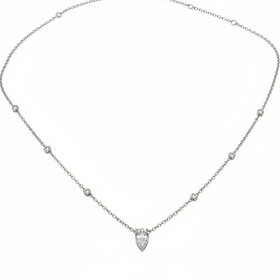 DIAMOND TRADERS INTERNATIONAL (Y)925 1.0LG TEAR DROP LAB GROWN NECKLACE WITH ROUND DIAMONDS ON THE CHAIN DIAMOND TRADERS INTERNATIONAL (Y)925 1.0LG TEAR DROP LAB GROWN NECKLACE WITH ROUND DIAMONDS ON THE CHAIN