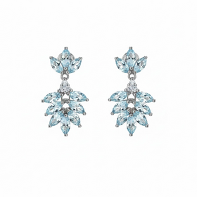 RYAN GEMS INC (Y)14KW 5CT AQUA .12DIA AQUAMARINE AND DIAMOND LEAF DANGLING EARRINGS