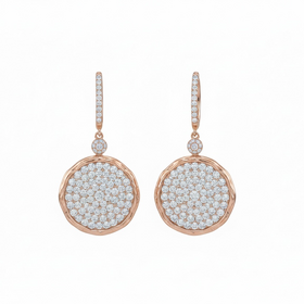 RYAN GEMS INC (Y)14KR 2.60CTW PAVE DIAMOND DANGLE DISC DANGLE ROSE GOLD  EARRINGS