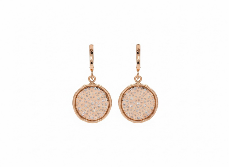 RYAN GEMS INC (Y)14KR 2.60CTW PAVE DIAMOND DANGLE DISC DANGLE ROSE GOLD  EARRINGS