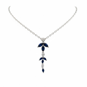 RYAN GEMS INC (Y)14KW 1.53SAP .14DIA DAINTY SAPPHIRE AND DIAMOND NECKLACE