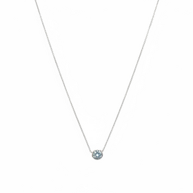 RYAN GEMS INC (Y)14KW .90AQ BEZEL SET AQUAMARINE IN WHITE GOLD NECKLACE WITH DIAMOND CUT CHAIN