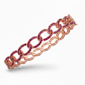 RYAN GEMS INC (R)14KR 9.50RU ROSE GOLD RUBY BRACELET WITH OVAL PATTERN