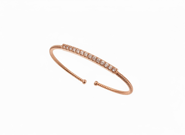 RYAN GEMS INC (Y)14KR .50 DIA ROSE GOLD BANGLE WITH 15 DIAMONDS