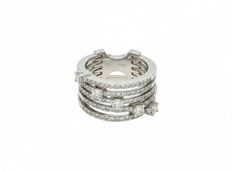 RYAN GEMS INC (Y)14KW 0.89CTW DIA 5 BAND NATURAL DIAMOND WIDE BAND