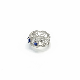RYAN GEMS INC (Y)14KW 1.10CTW SA 0.56CTW DIA NATURAL SAPPHIRE & DIAMOND WIDE OPEN WHITE GOLD BAND