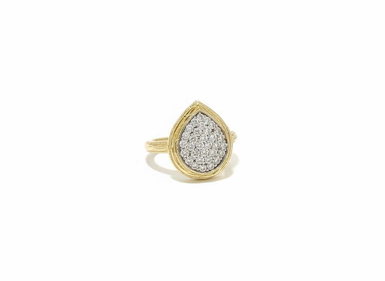 RYAN GEMS INC (Y)14KY .52CTW DIA PAVE PEAR DESIGN FASHION DIAMOND YELLOW GOLD RING
