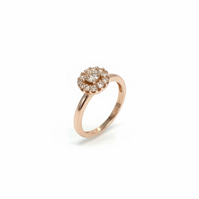 RYAN GEMS INC (Y)14KR .55CTW DIA HALO NATURAL DIAMOND ROSE GOLD RING