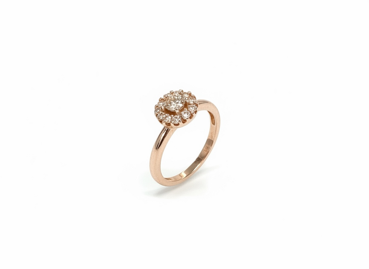 RYAN GEMS INC (Y)14KR .55CTW DIA HALO NATURAL DIAMOND ROSE GOLD RING
