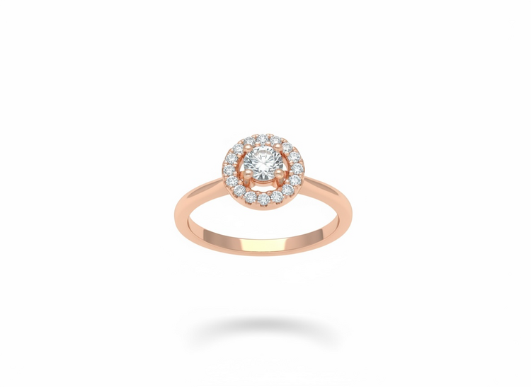 RYAN GEMS INC (Y)14KR .55CTW DIA HALO NATURAL DIAMOND ROSE GOLD RING