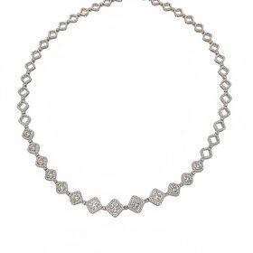 RYAN GEMS INC (Y)14KW 4.87DIA ROUNDED DIAMOND PATTERNED NECKLACE WITH CENTRAL FLORAL MOTFIS