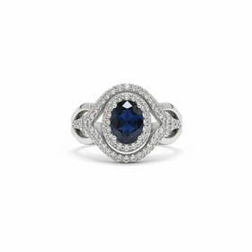 RYAN GEMS INC (R)14KW 1.50CT SAP .40CTW DIA NATURAL BLUE SAPPHIRE WHITE GOLD RING