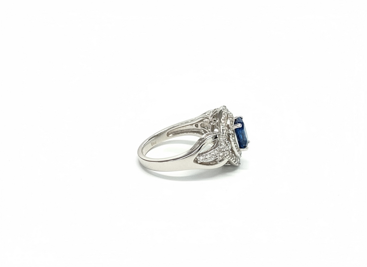 RYAN GEMS INC (R)14KW 1.50CT SAP .40CTW DIA NATURAL BLUE SAPPHIRE WHITE GOLD RING